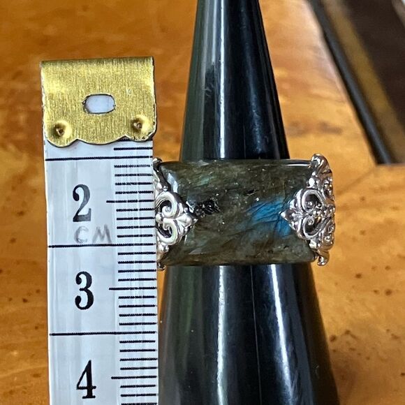 Natural Labradorite Sterling Silver Ring Size 6 - Picture 8 of 10
